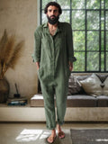 Casual Uni Leinen Blend Jumpsuit