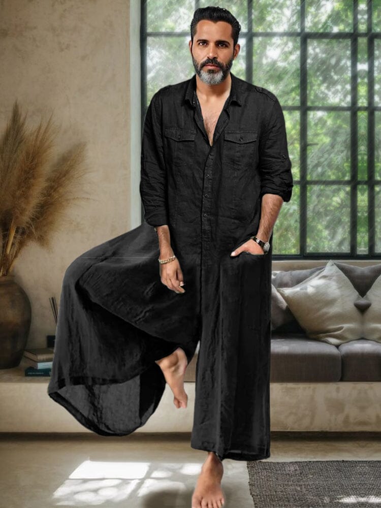 Casual Lockere Leinen Blend Jumpsuit