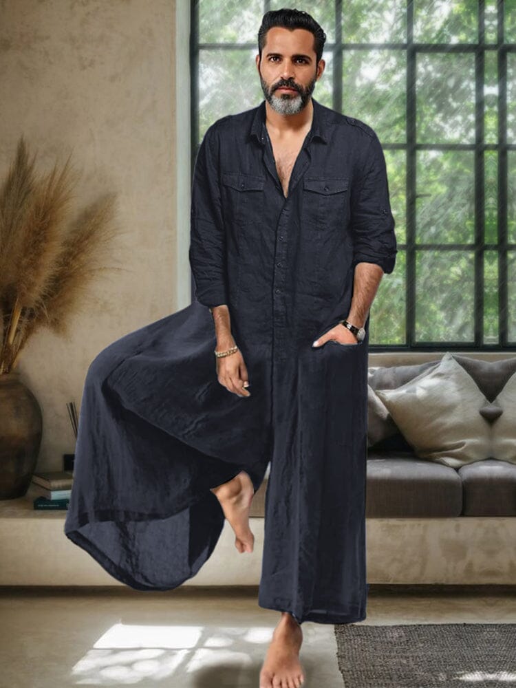 Casual Lockere Leinen Blend Jumpsuit