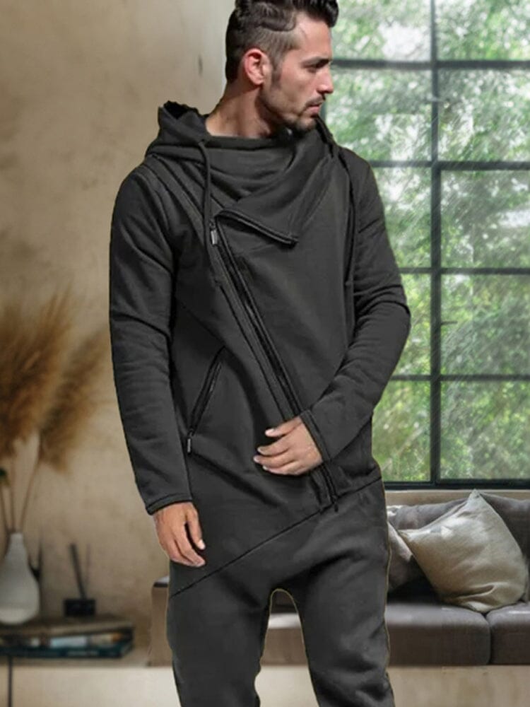 Stylish Slant Placket Mit Kapuze Jumpsuit