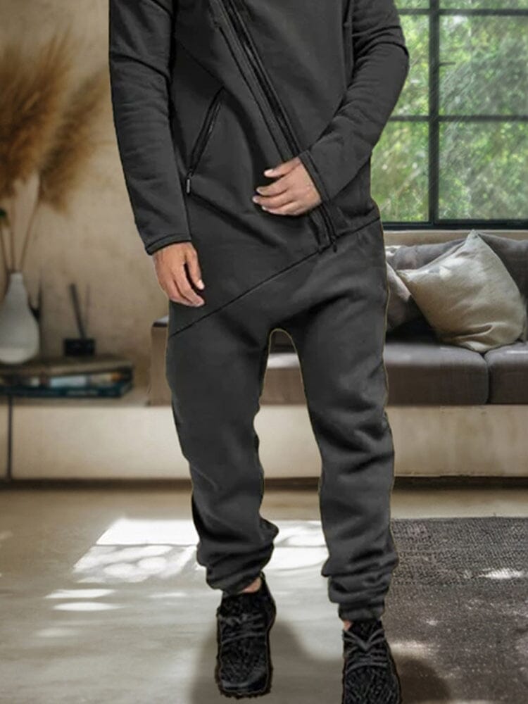 Stylish Slant Placket Mit Kapuze Jumpsuit