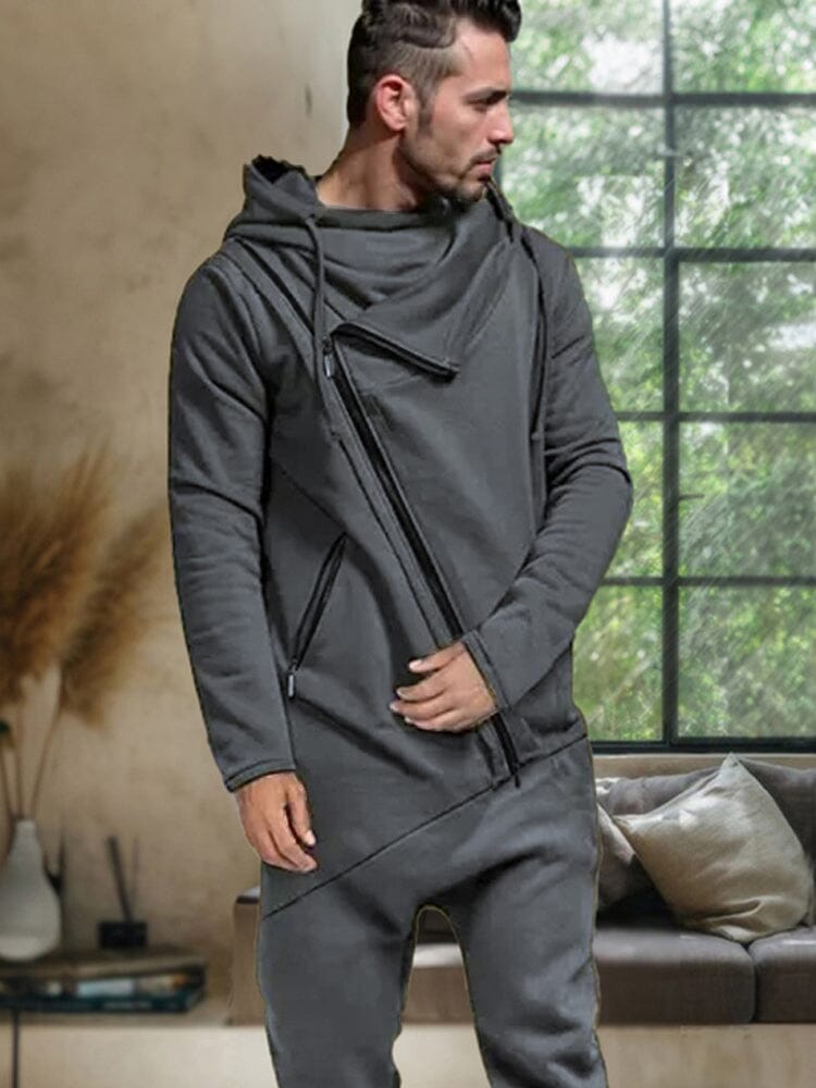 Stylish Slant Placket Mit Kapuze Jumpsuit