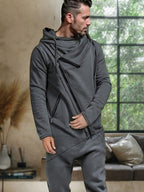 Stylish Slant Placket Mit Kapuze Jumpsuit
