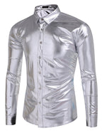 Metallic Disco Shiny Knopf Nightclub Party Hemd