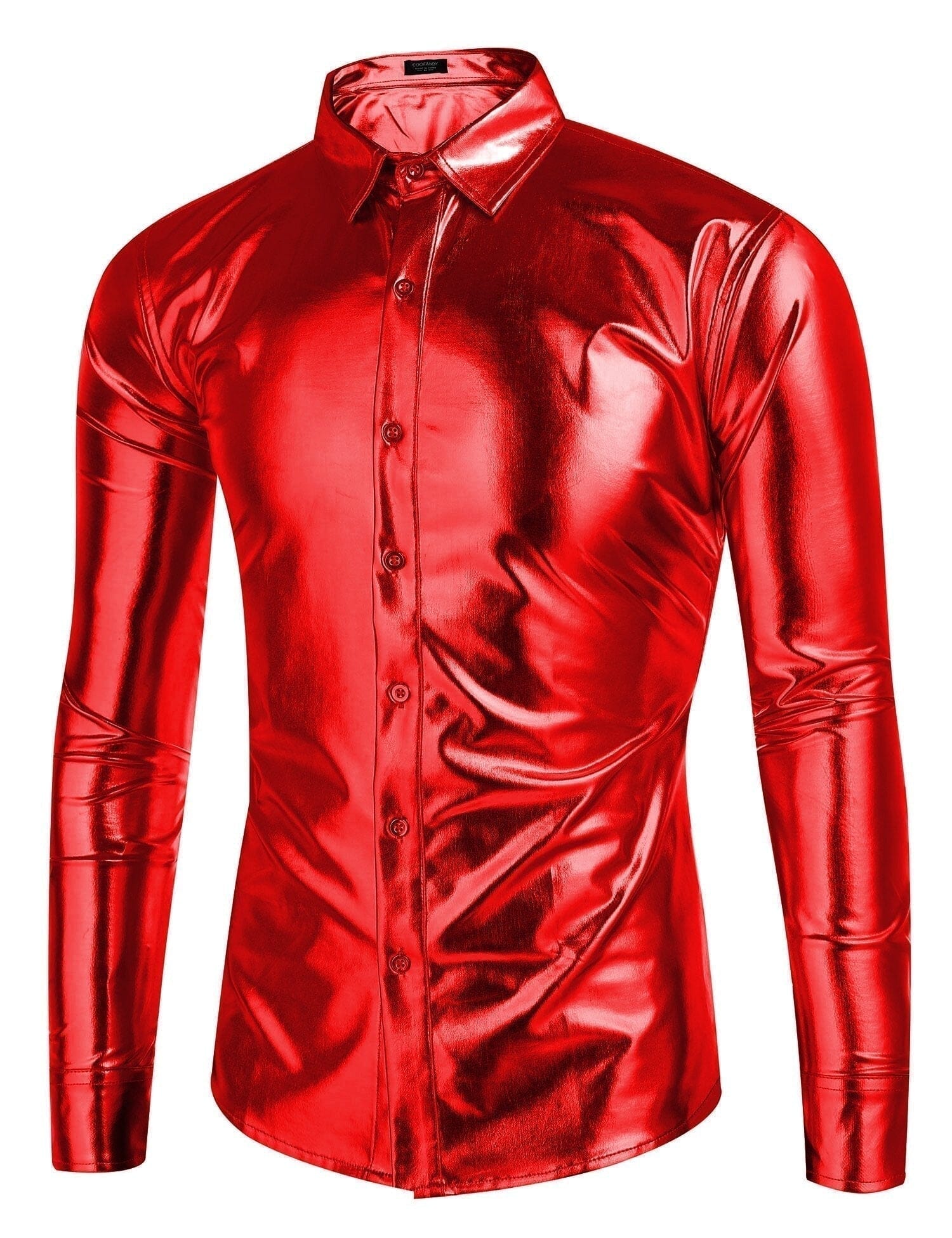 Metallic Disco Shiny Knopf Nightclub Party Hemd
