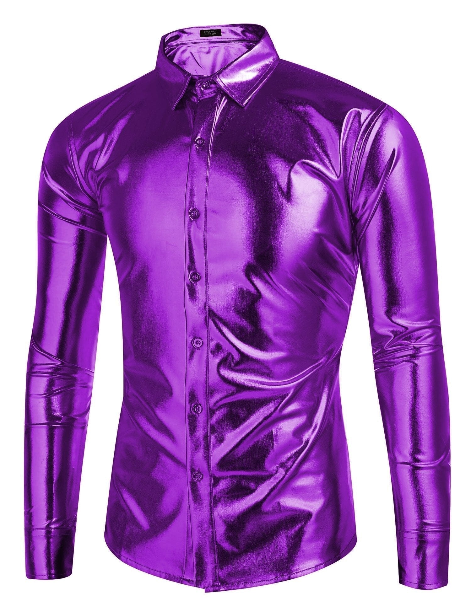 Metallic Disco Shiny Knopf Nightclub Party Hemd