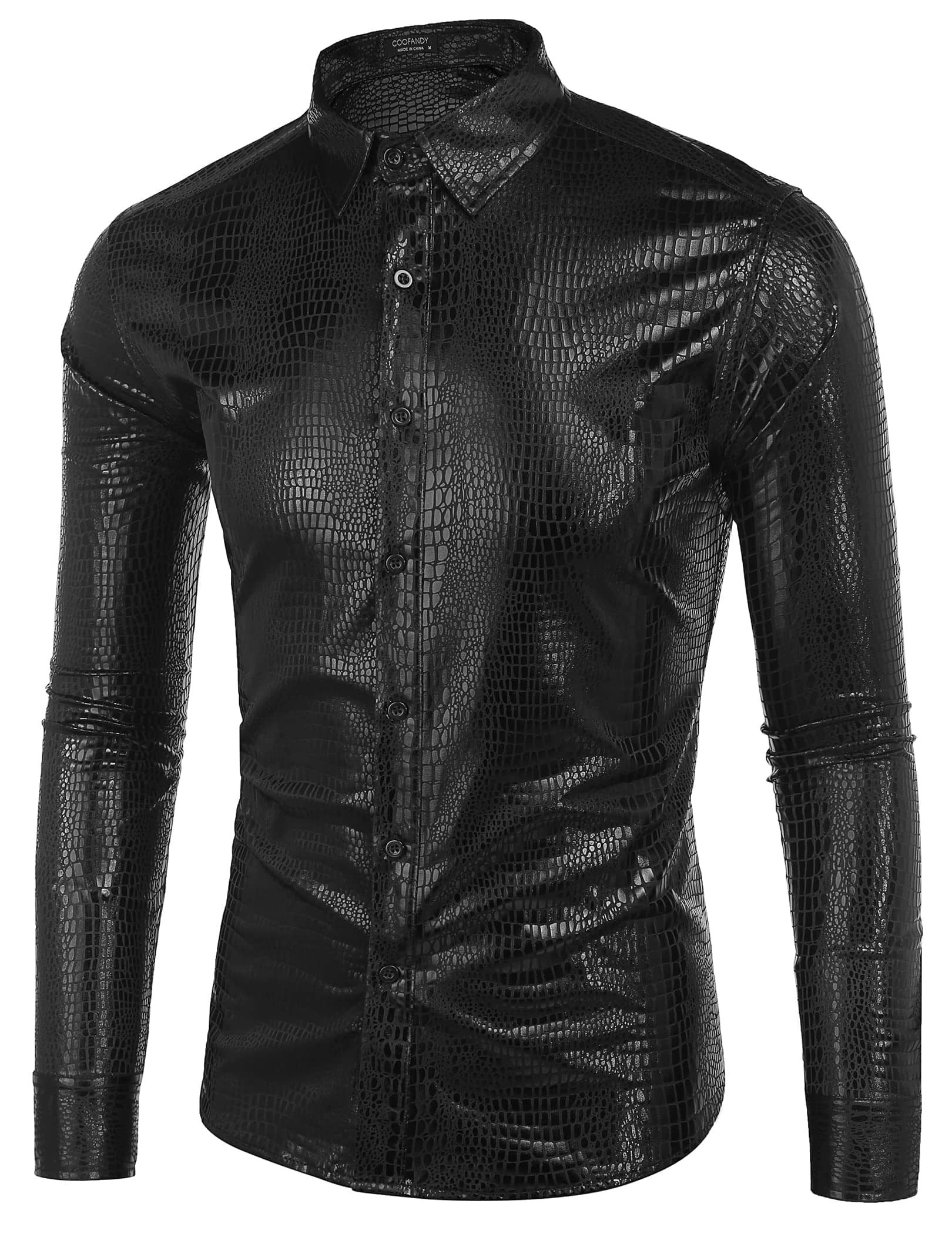 Metallic Disco Shiny Knopf Nightclub Party Hemd