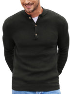 Klassisch Henley Kragen Strick Pullover
