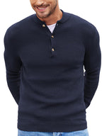 Klassisch Henley Kragen Strick Pullover