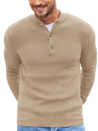 Klassisch Henley Kragen Strick Pullover