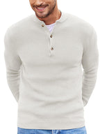 Klassisch Henley Kragen Strick Pullover