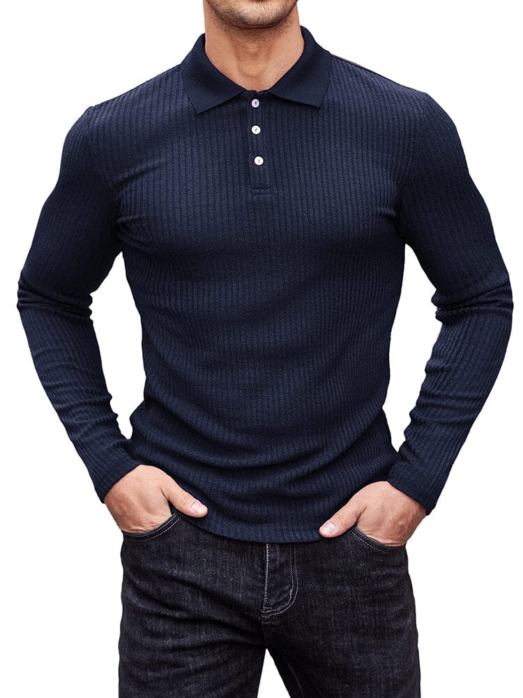 Stretchy Slim Fit Strick Polo Hemd