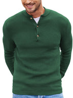 Klassisch Henley Kragen Strick Pullover