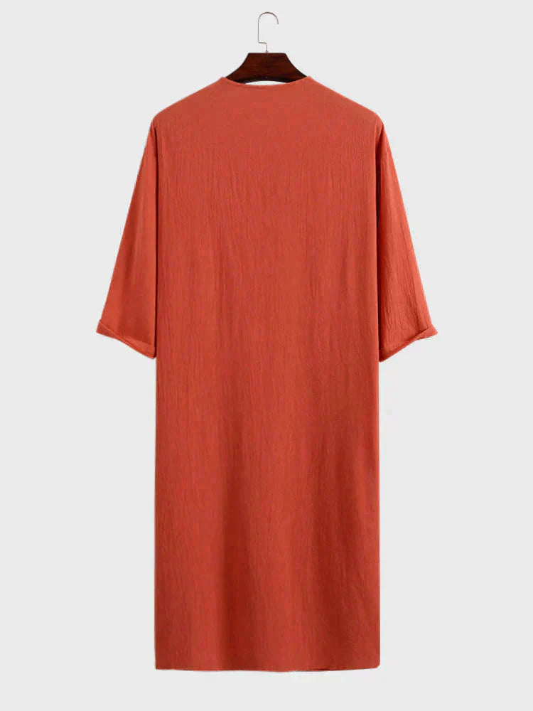 Lang Baumwolle Leinen Stil Slit Hemd