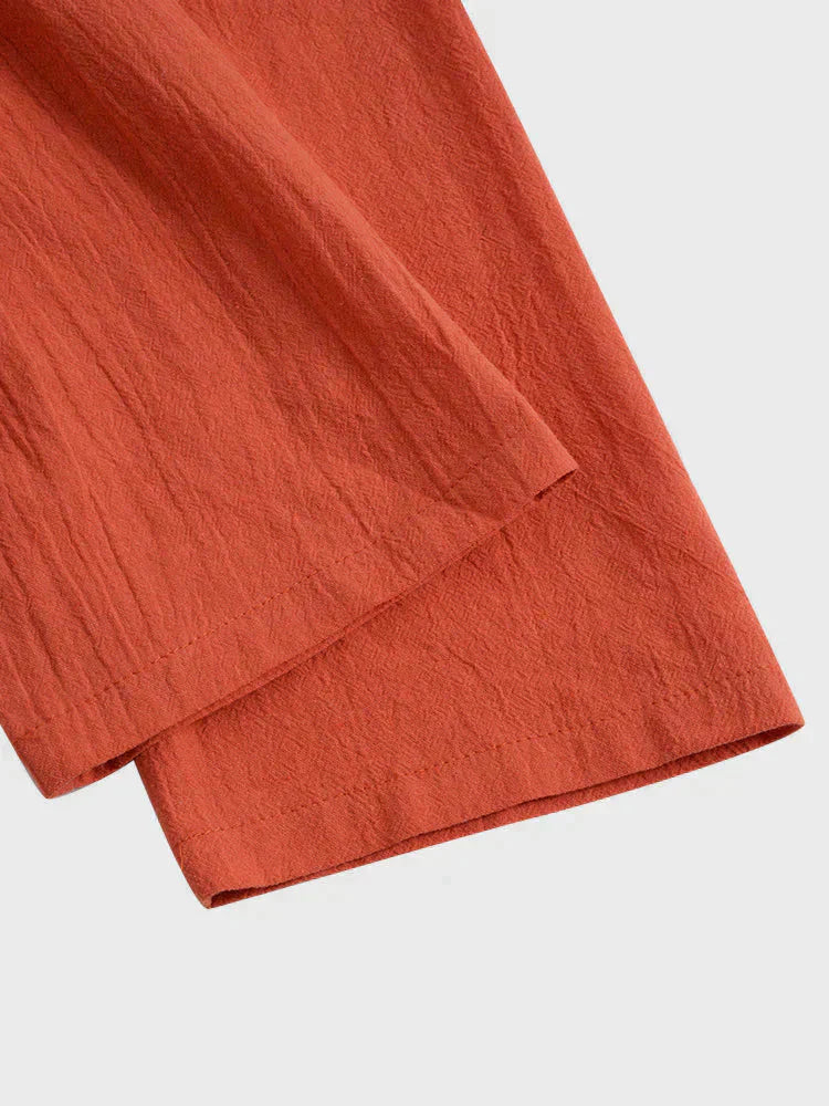 Lang Baumwolle Leinen Stil Slit Hemd