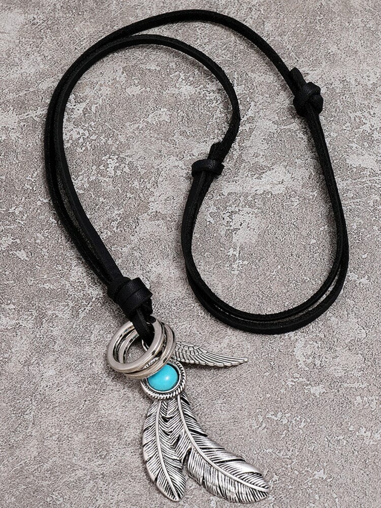 Retro Feather Pendant Halskette