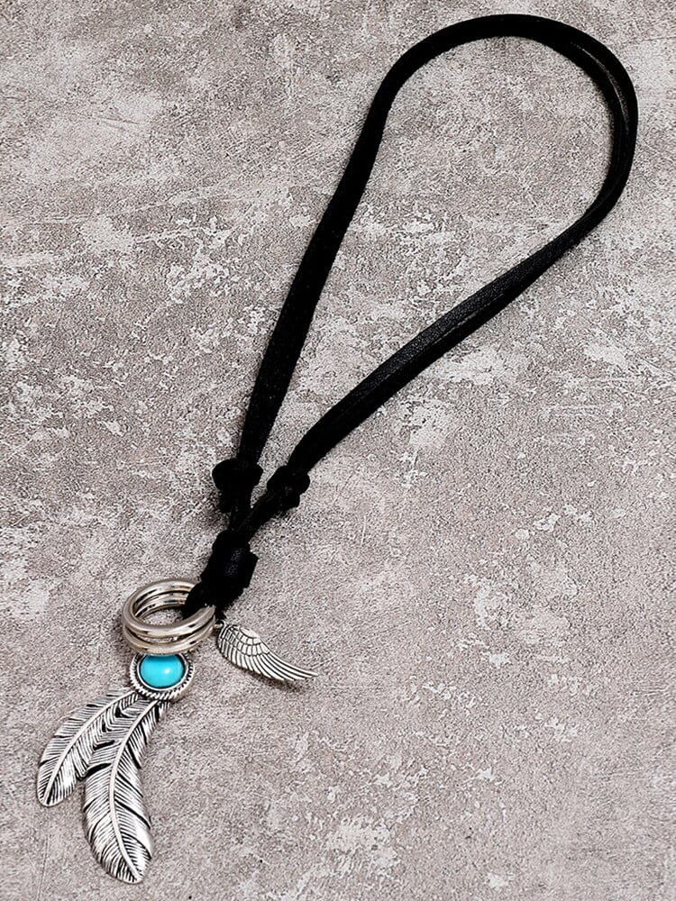 Retro Feather Pendant Halskette