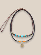Faux Turquoise Bead Coin Pendant Accessory