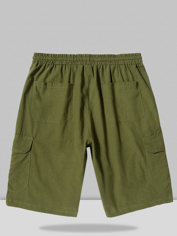 Leinen Stil Hose With Pockets