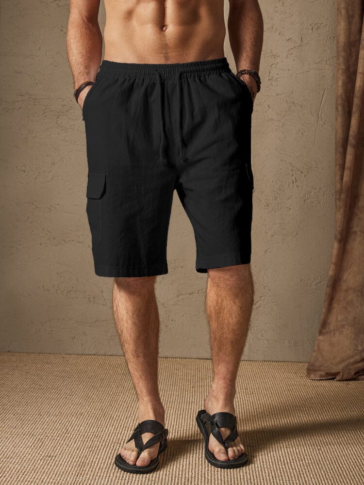 Leinen Stil Casual Shorts with Pockets