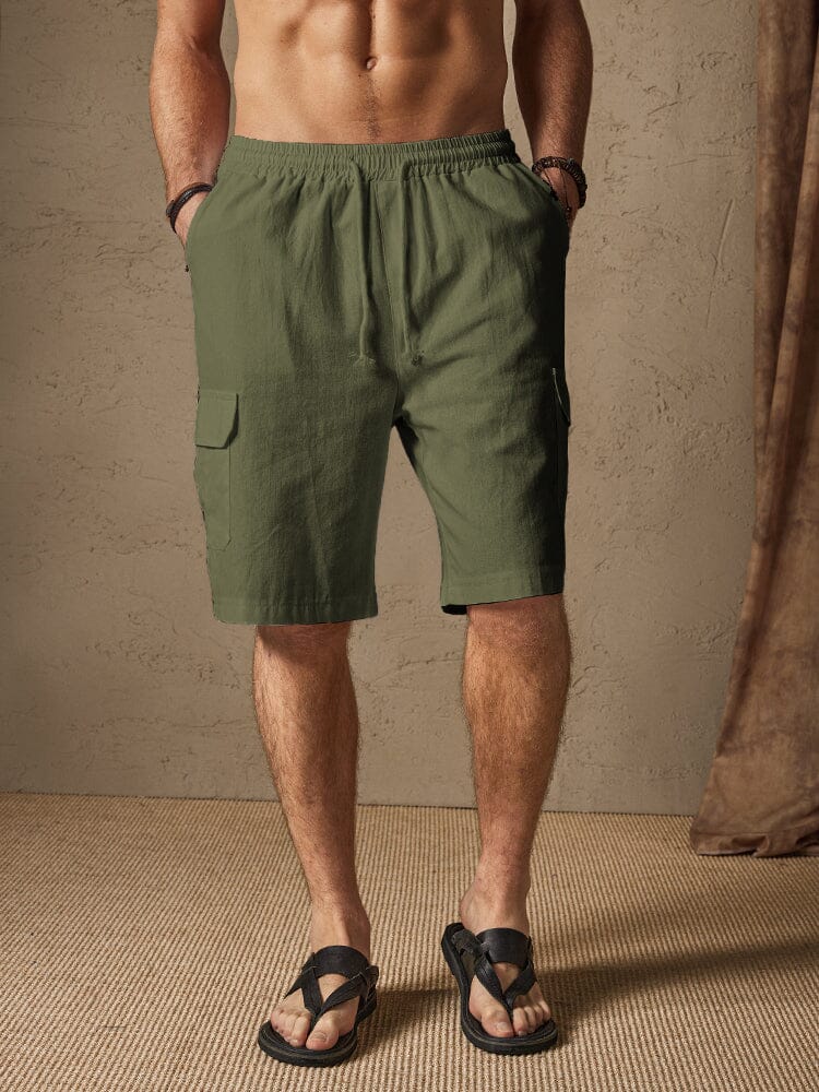 Leinen Stil Casual Shorts with Pockets
