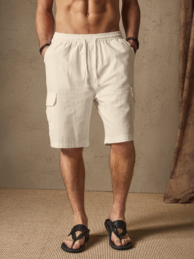 Leinen Stil Casual Shorts with Pockets