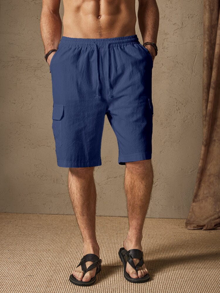 Leinen Stil Casual Shorts with Pockets
