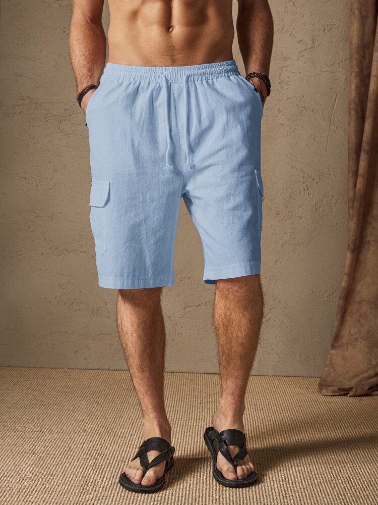 Leinen Stil Casual Shorts with Pockets