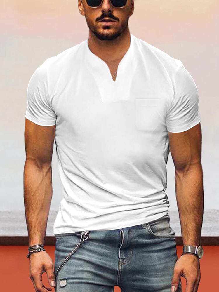 Lockere Fit V-neck Kurz Ärmel T-Hemd
