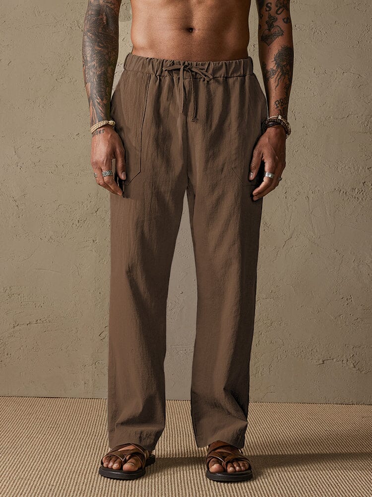 Baumwolle Leinen Stil Yoga Hose With Pockets