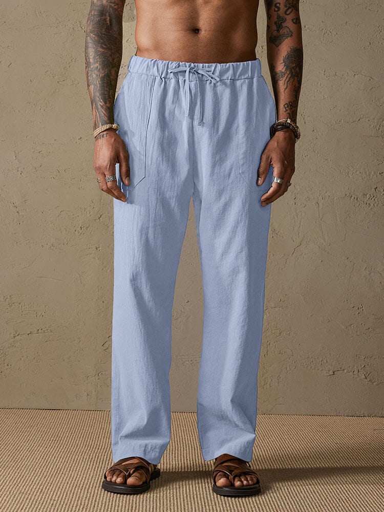 Baumwolle Leinen Stil Yoga Hose With Pockets