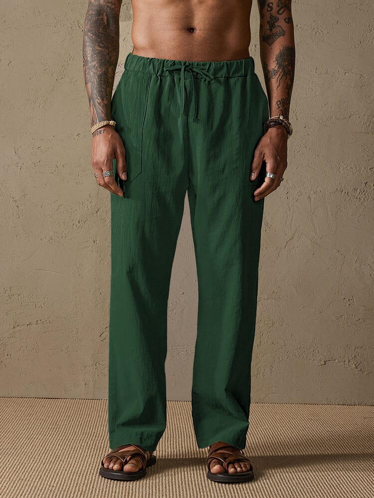 Baumwolle Leinen Stil Yoga Hose With Pockets