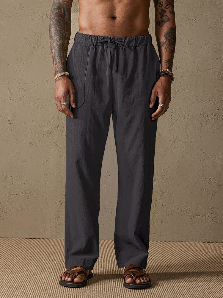 Baumwolle Leinen Stil Yoga Hose With Pockets