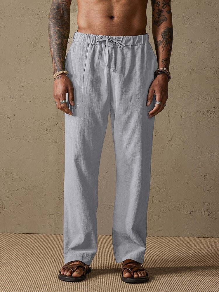 Baumwolle Leinen Stil Yoga Hose With Pockets