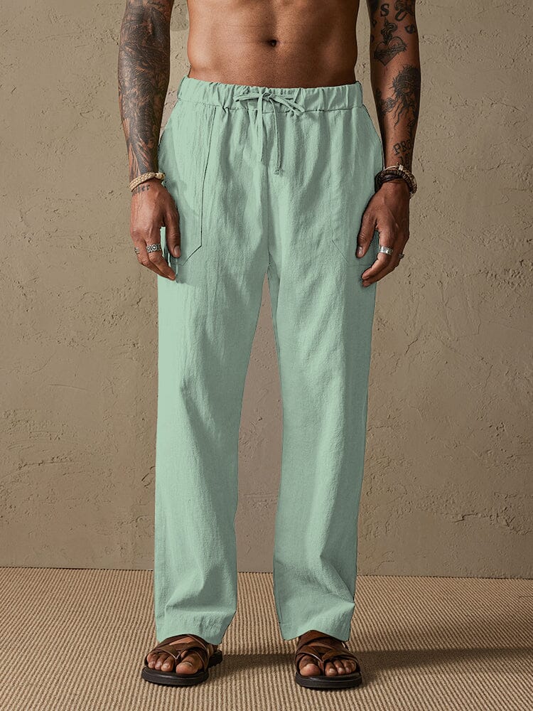 Baumwolle Leinen Stil Yoga Hose With Pockets