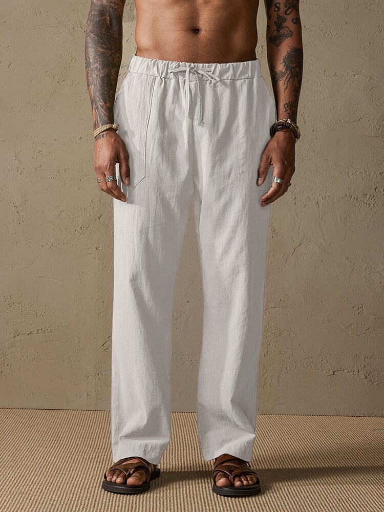 Baumwolle Leinen Stil Yoga Hose With Pockets
