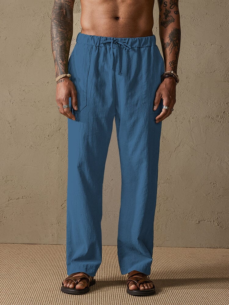 Baumwolle Leinen Stil Yoga Hose With Pockets