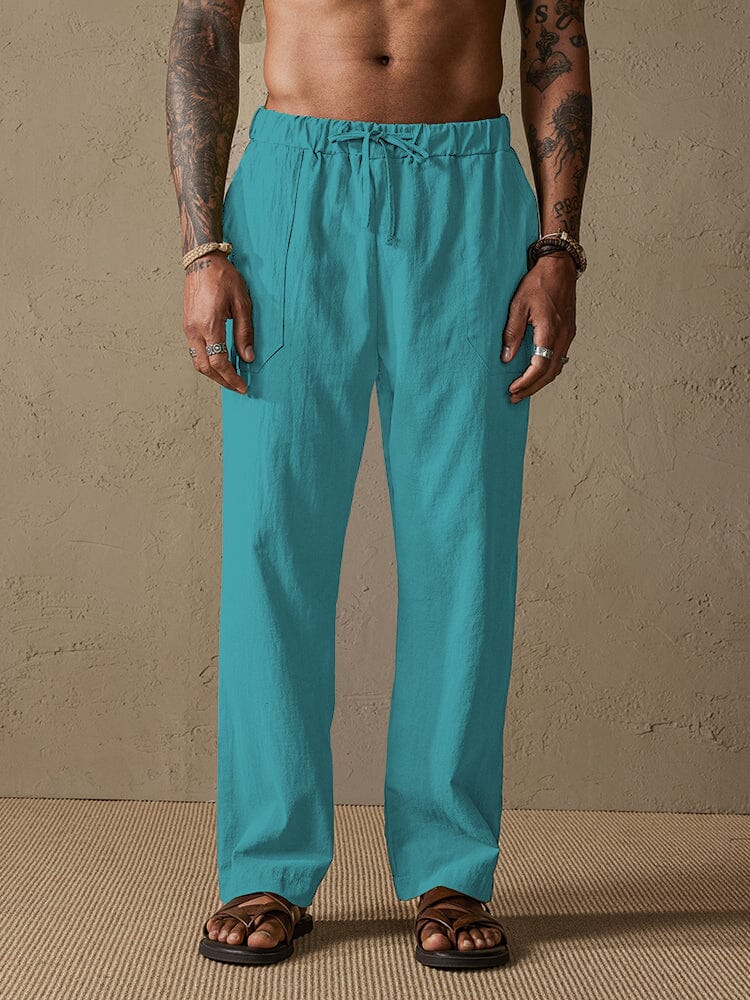 Baumwolle Leinen Stil Yoga Hose With Pockets
