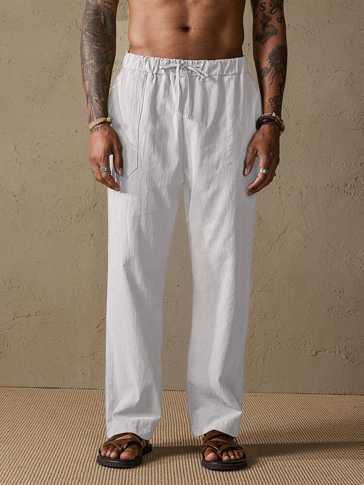 Baumwolle Leinen Stil Yoga Hose With Pockets