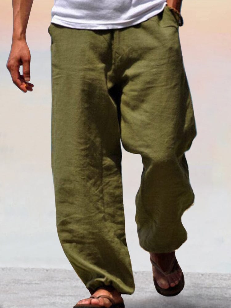 Soft Baumwolle Leinen Wide Leg Hose
