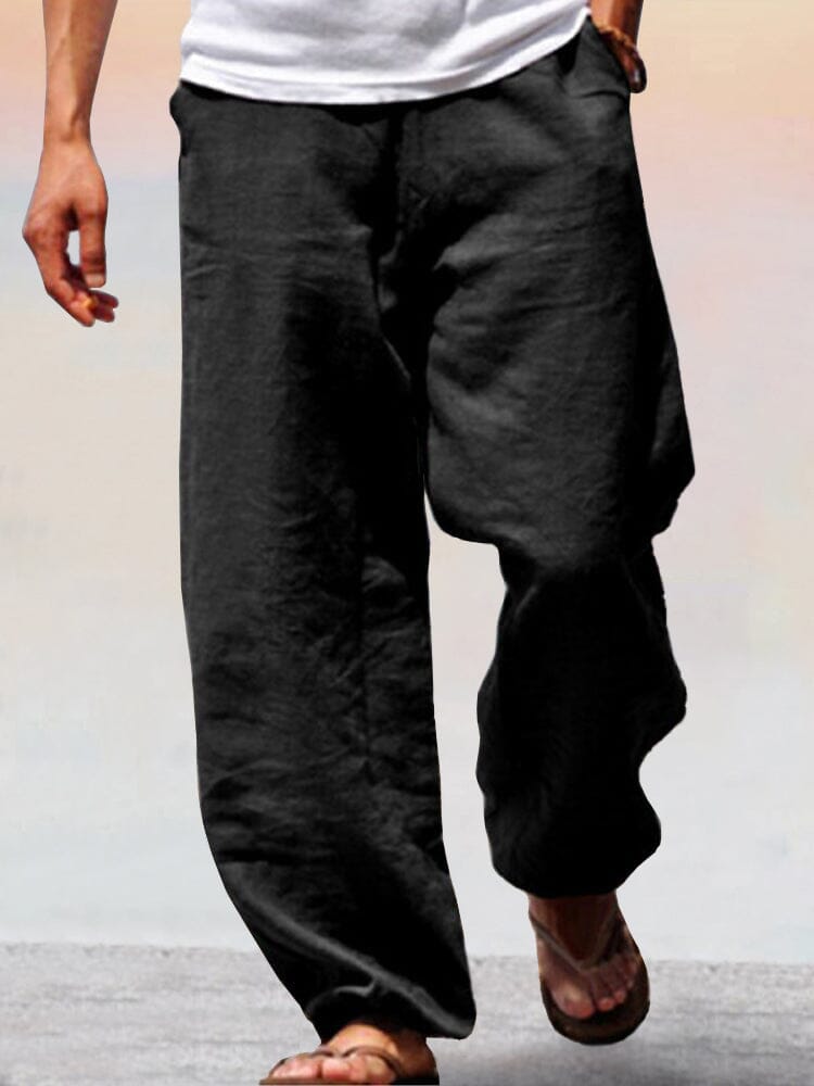 Soft Baumwolle Leinen Wide Leg Hose
