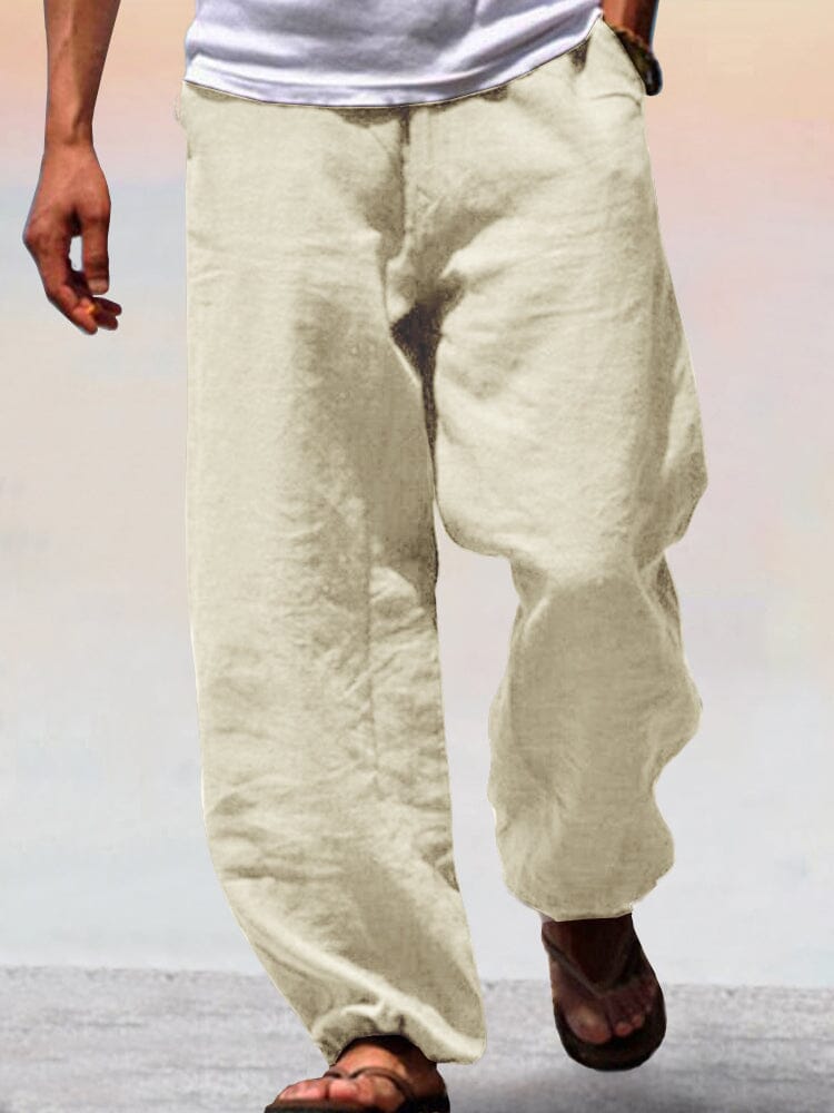 Soft Baumwolle Leinen Wide Leg Hose