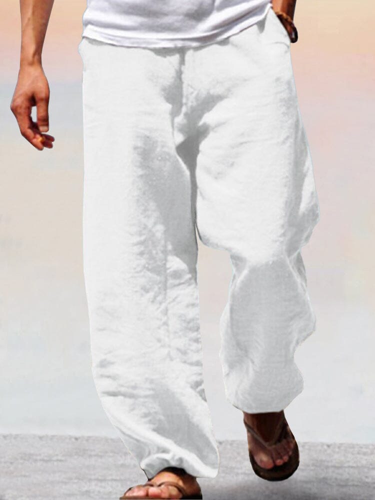 Soft Baumwolle Leinen Wide Leg Hose
