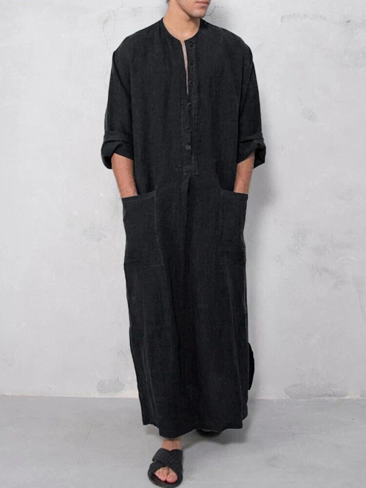 Lang Baumwolle Leinen Stil Slit Hemd