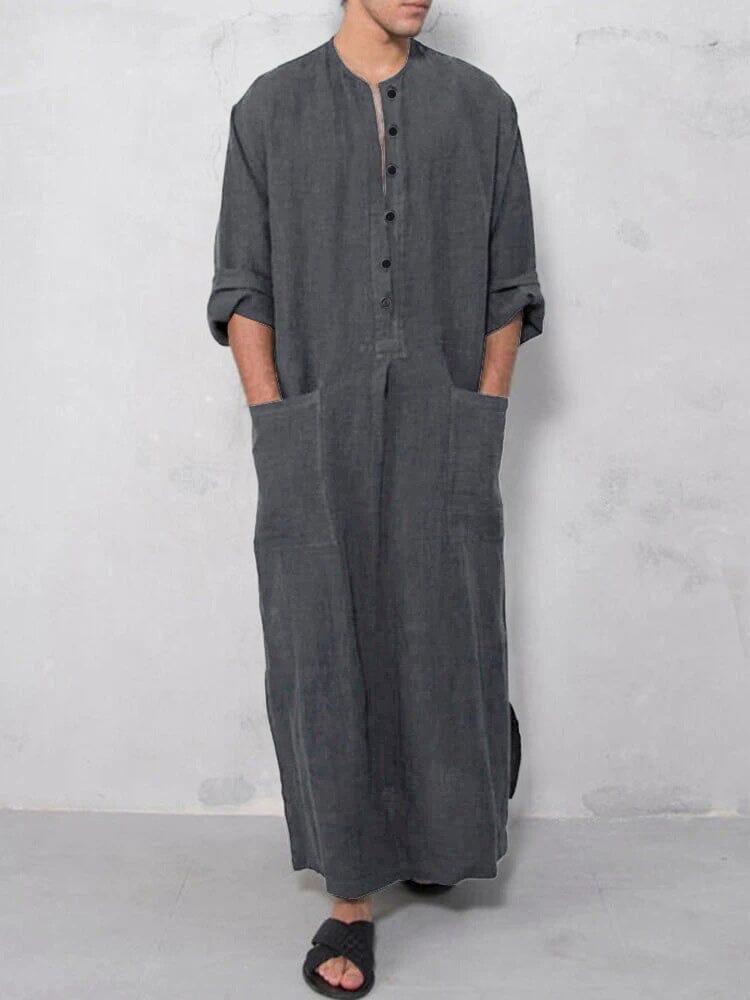 Lang Baumwolle Leinen Stil Slit Hemd