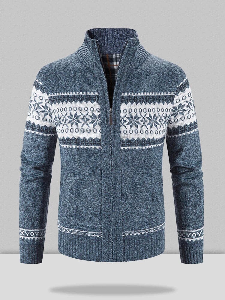 Christmas snowflake Teil standing Kragen warm Cardigan Strick Jacke