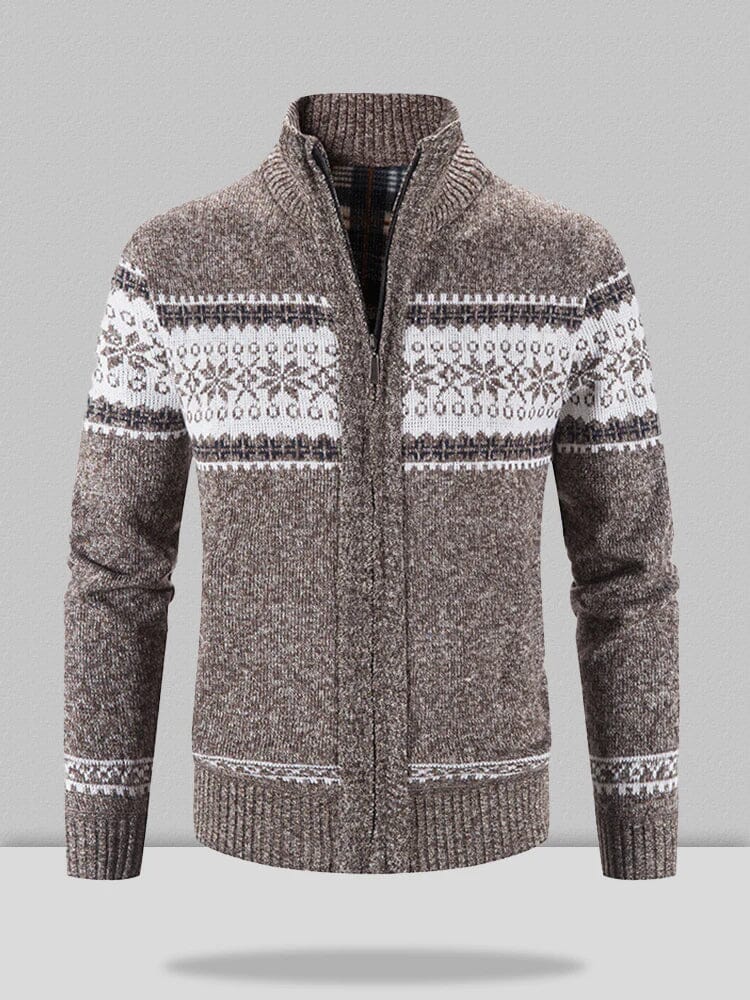 Christmas snowflake Teil standing Kragen warm Cardigan Strick Jacke