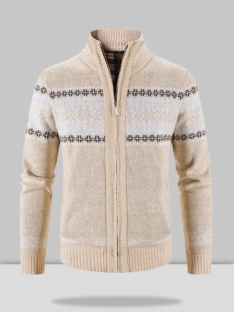 Christmas snowflake Teil standing Kragen warm Cardigan Strick Jacke