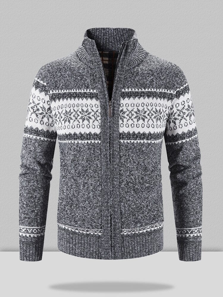 Christmas snowflake Teil standing Kragen warm Cardigan Strick Jacke