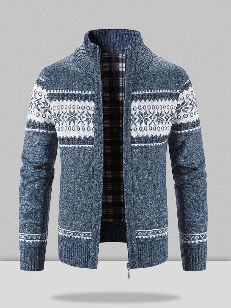 Christmas snowflake Teil standing Kragen warm Cardigan Strick Jacke